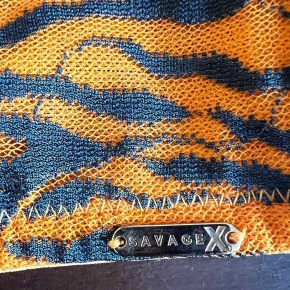 SAVAGE X FENTY All Over Me Lace Bandeau Bralette Tiger Stripe Lace Orange Ginger - Picture 7 of 14